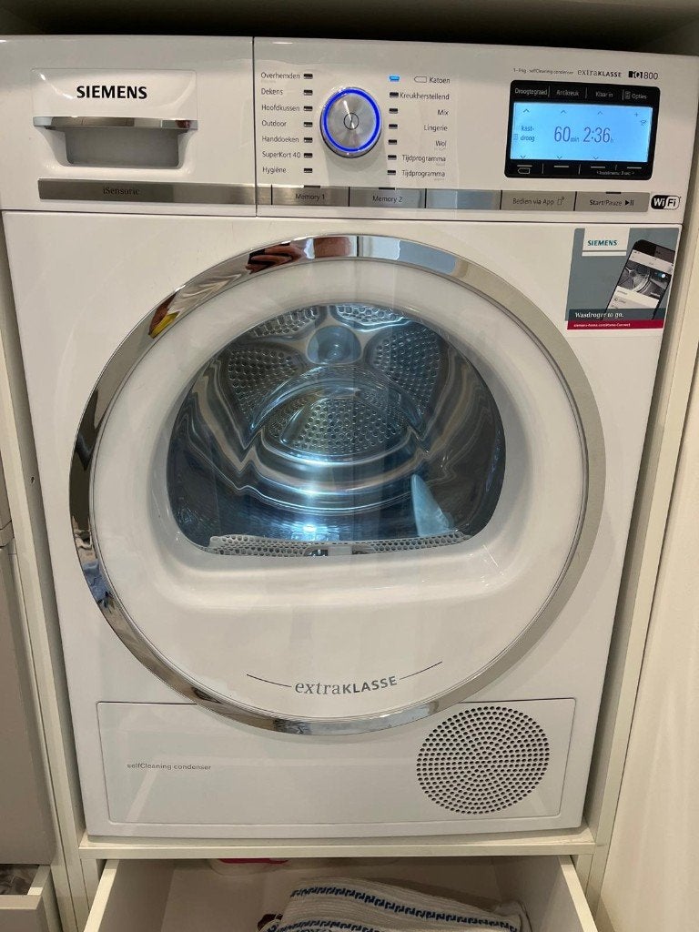 Siemens iQ800 WT4H8Y76NL Warmtepompdroger 9 kg Zeer Zuinig, Witgoed en Apparatuur, Ophalen, Gebruikt, Minder dan 85 cm, 8 tot 10 kg