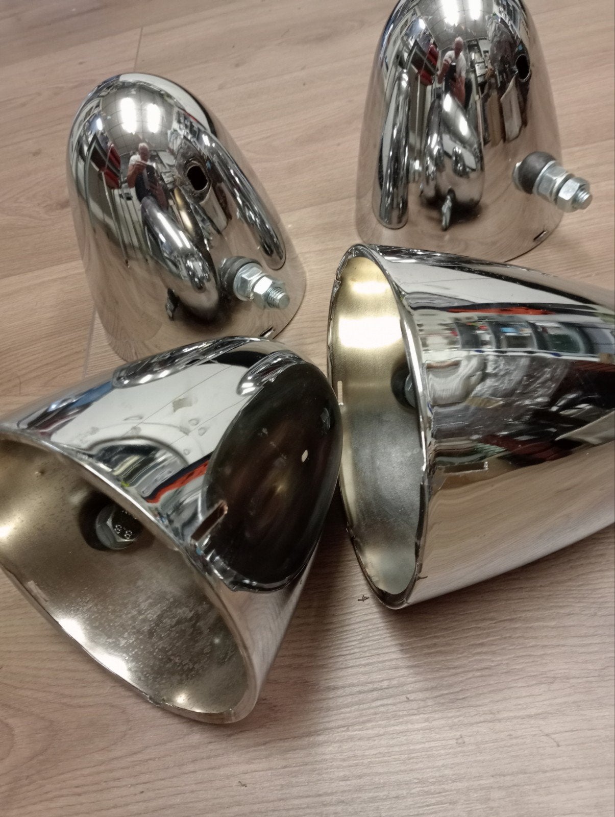 Chrome (kop)lamp schaal, incl. bevestigings voet, custom, Gebruikt, Ophalen of Verzenden, Citroën, Nb