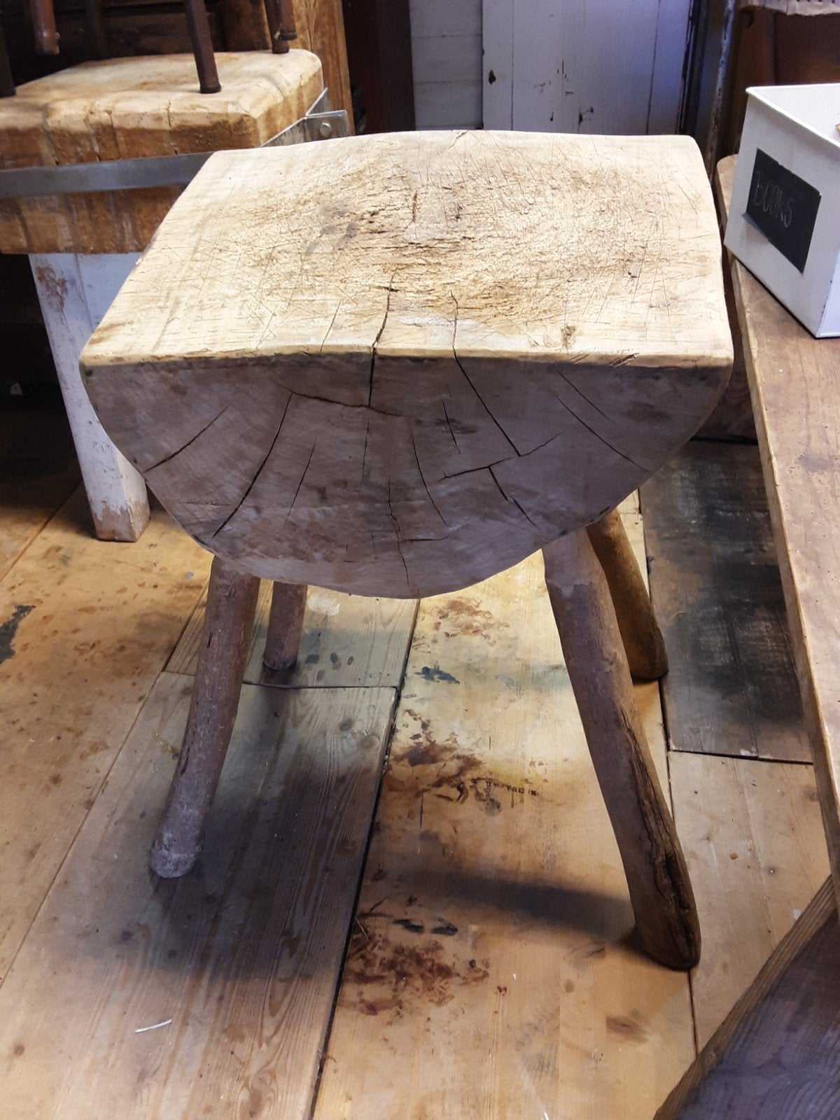 Houten hakblok slagersblok tafeltje bijzettafeltje brocante, Ophalen