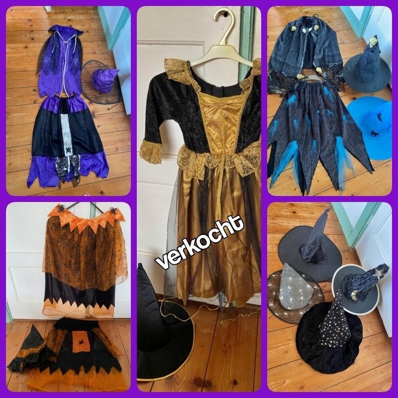 Themakleding feest kinderen heks, tovenaarsmantel en hoed, Ophalen of Verzenden, Jongen of Meisje