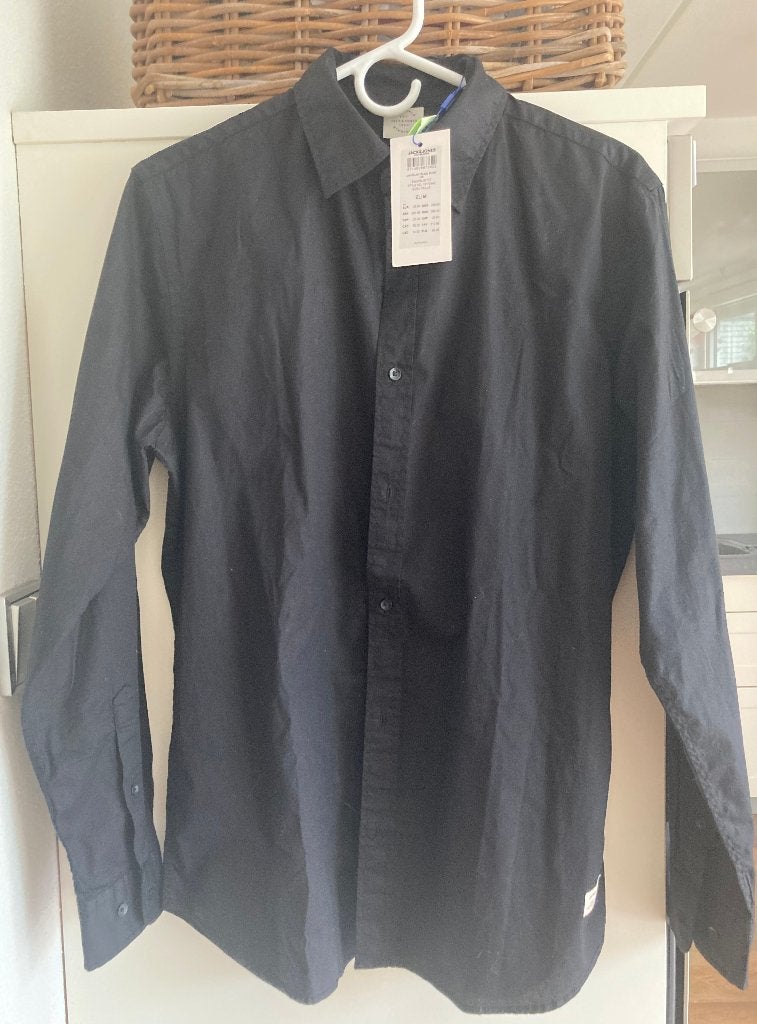 Jack & Jones Zwart Slim Fit Overhemd Maat M, Zwart, Nieuw, Jack & Jones, Halswijdte 39/40 (M)