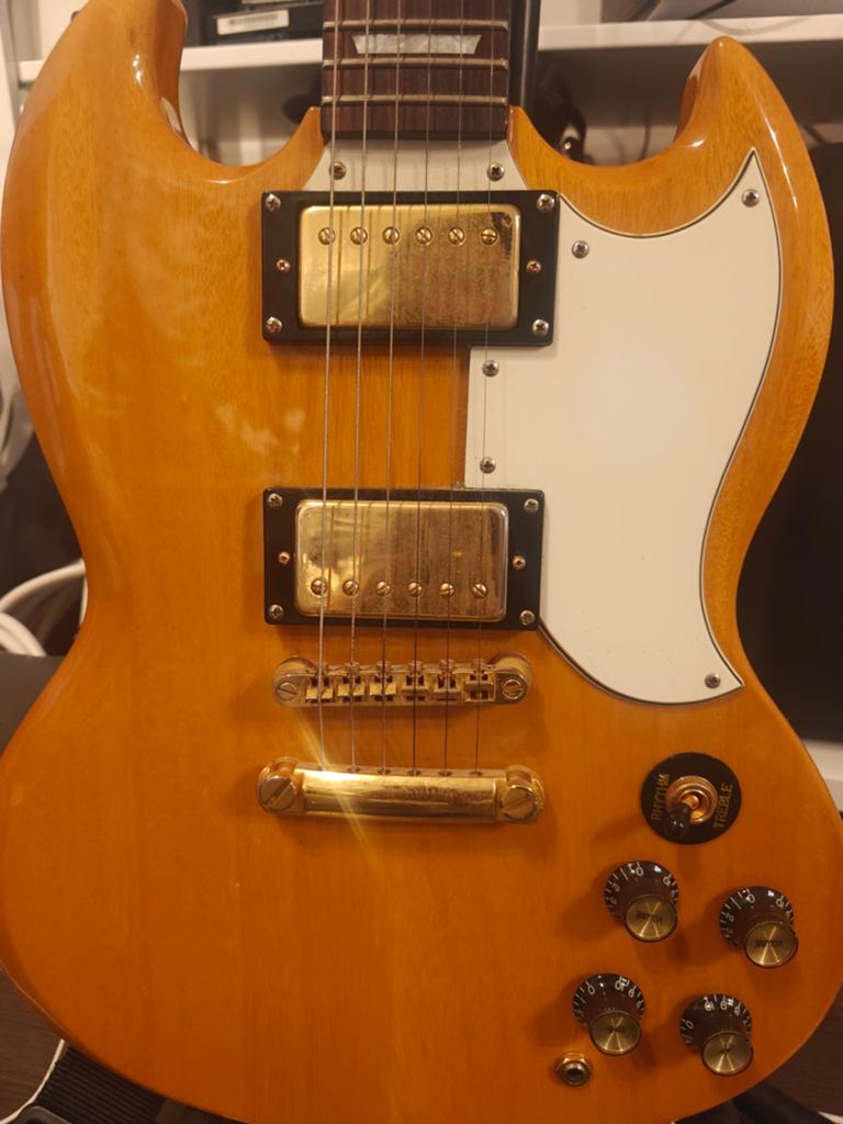Epiphone gibson G-400 SG Korina custom Limited Edition, Ophalen, Gebruikt, Solid body, Epiphone