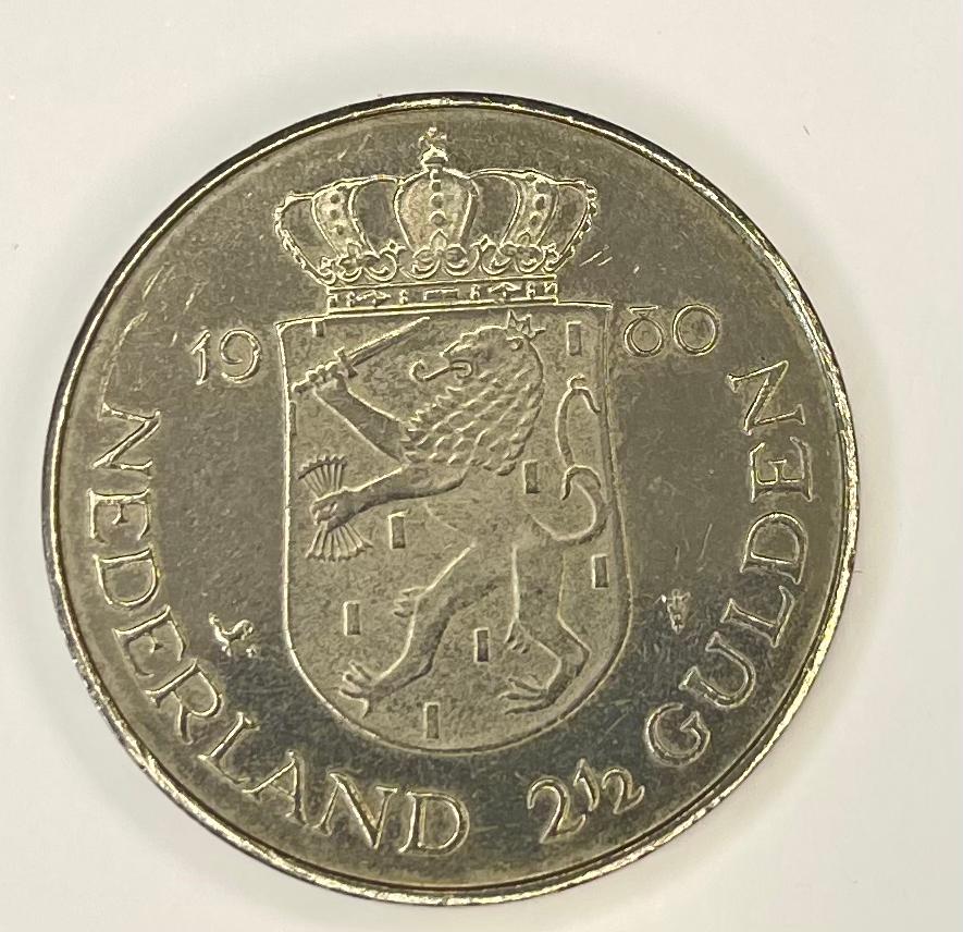 2,5 Gulden 1980 Inhuldiging Beatrix en Juliana, Koningin Beatrix, Zilver, Ophalen of Verzenden, Losse munt