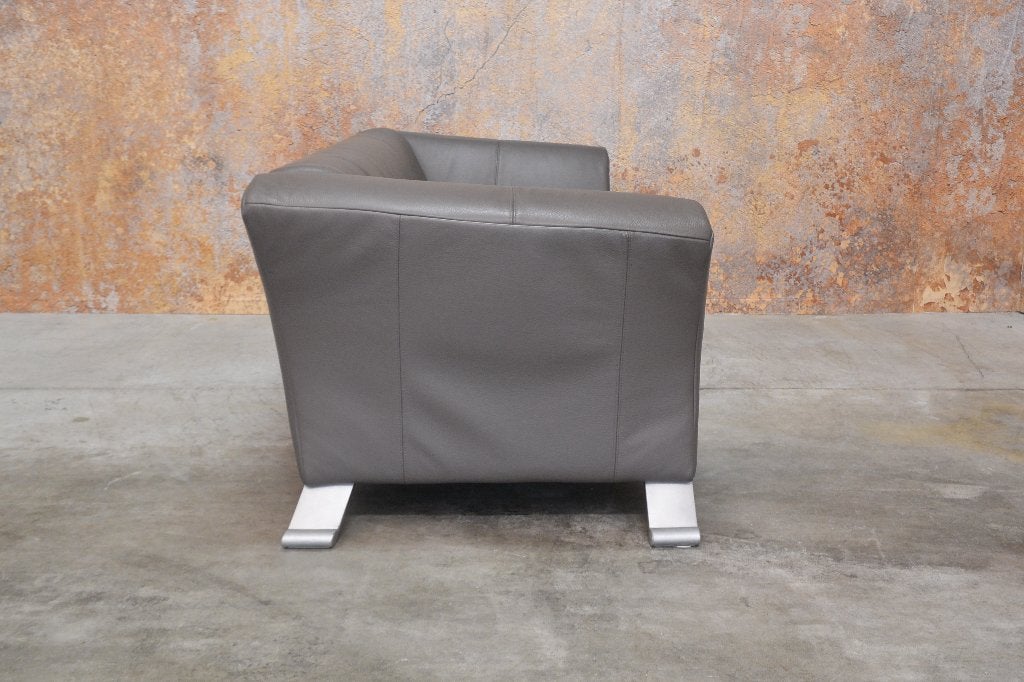 IZGS bruine leren 322 Rolf Benz design bank, Driepersoons, 75 tot 100 cm, Zo goed als nieuw, Rechte bank