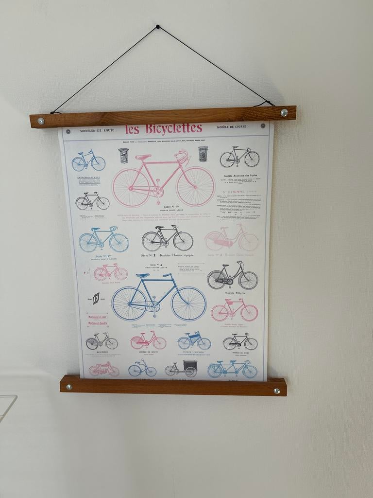 Vintage Fietsen Poster - Les Bicyclettes, Ophalen of Verzenden, Zo goed als nieuw, Overige merken