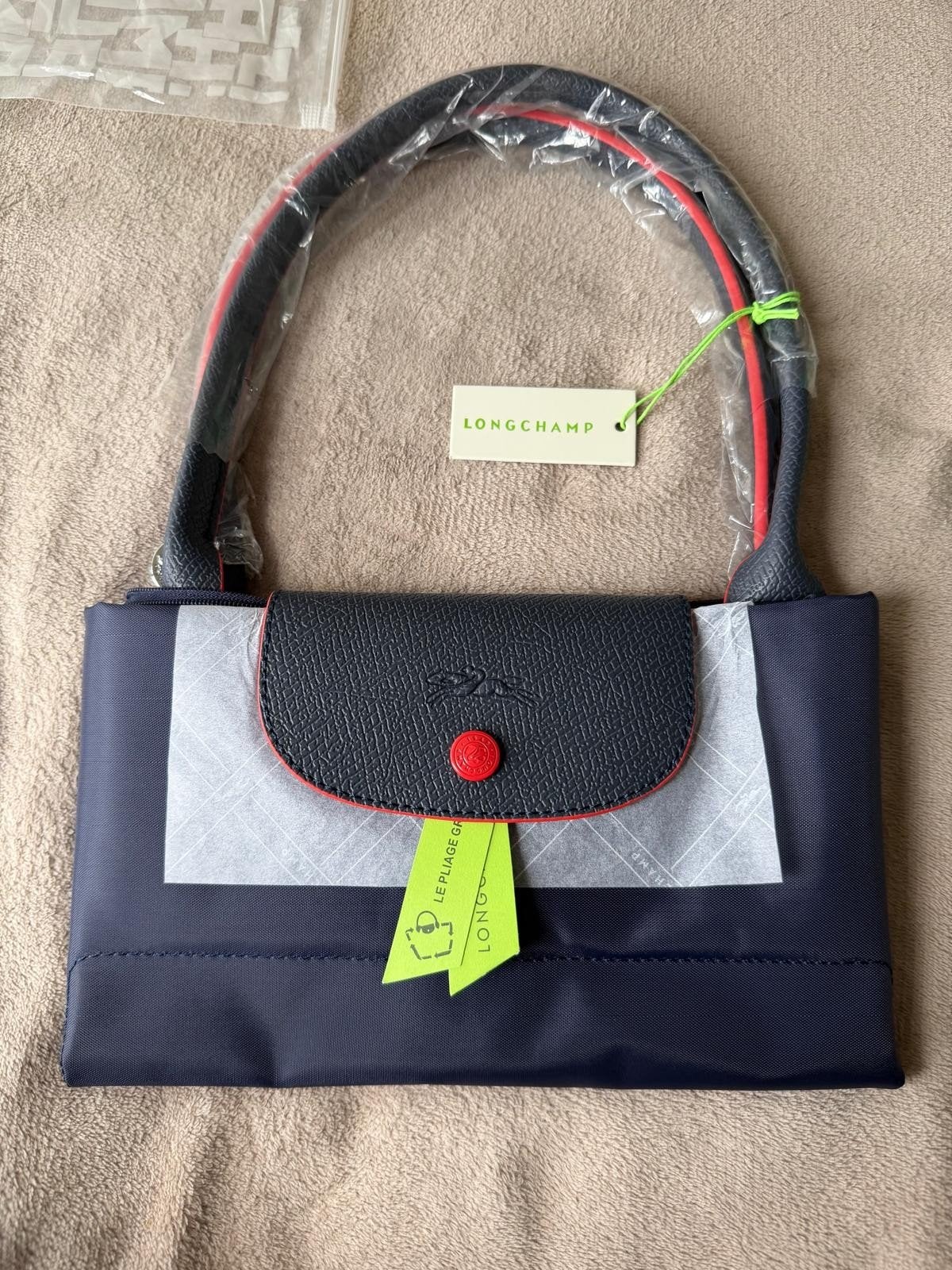 Nieuwe Longchamp Le Pliage Navy Blauw Rood Serie Tas, Ophalen of Verzenden