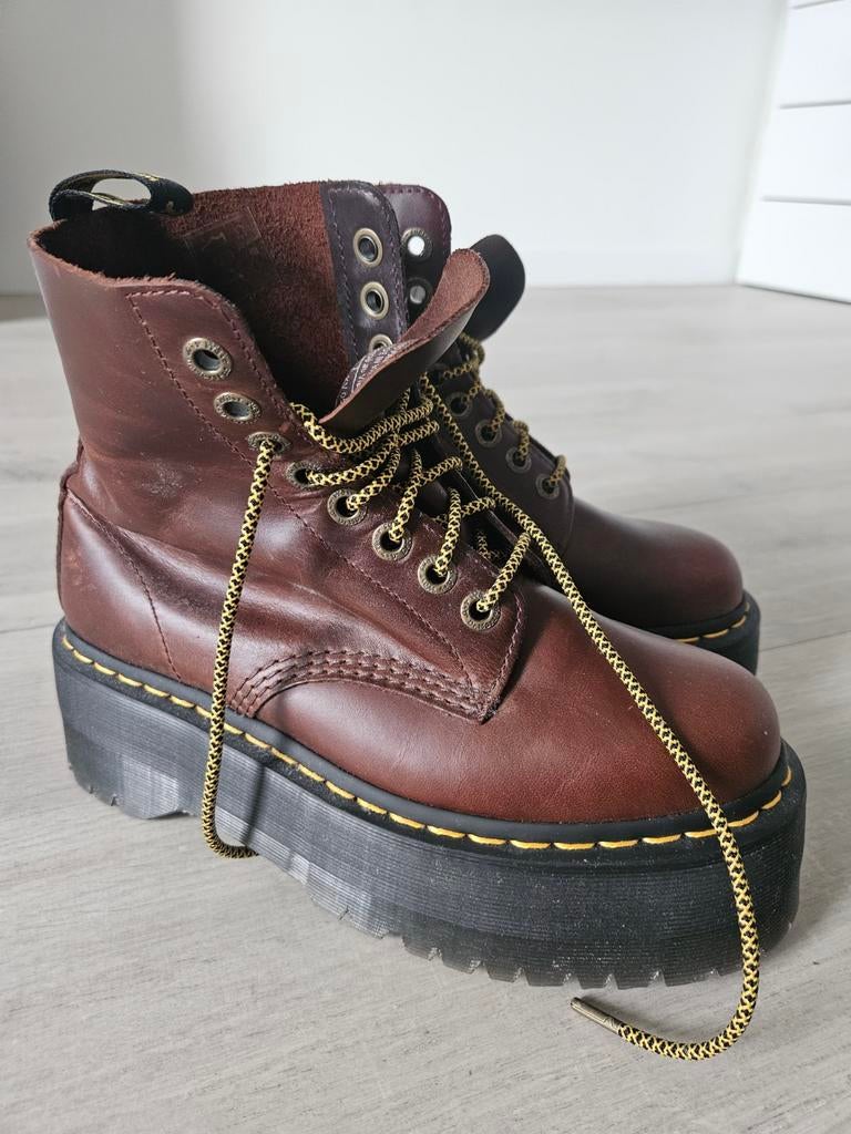 1460 Pascal Max Leren Platform Laarzen, Ophalen, Bruin, Dr. Martens, Zo goed als nieuw
