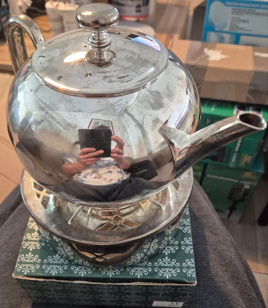 zilvere theepot met rechaud, Ophalen of Verzenden, Zilver