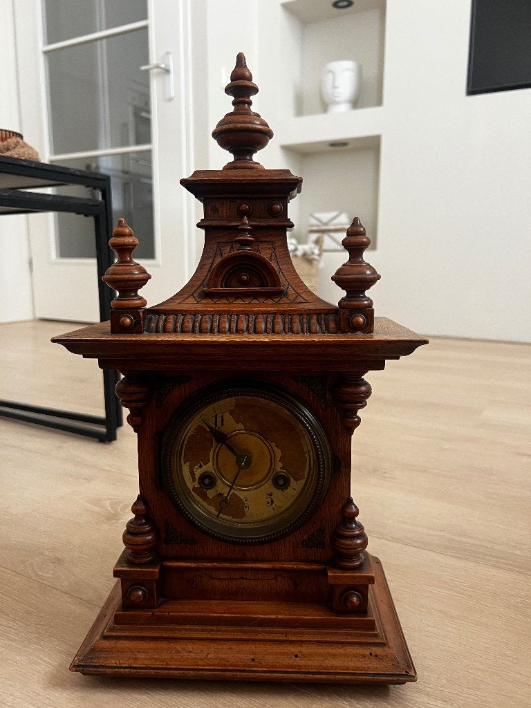 Antieke Junghans schoorsteenklok ca. 1900, Ophalen of Verzenden