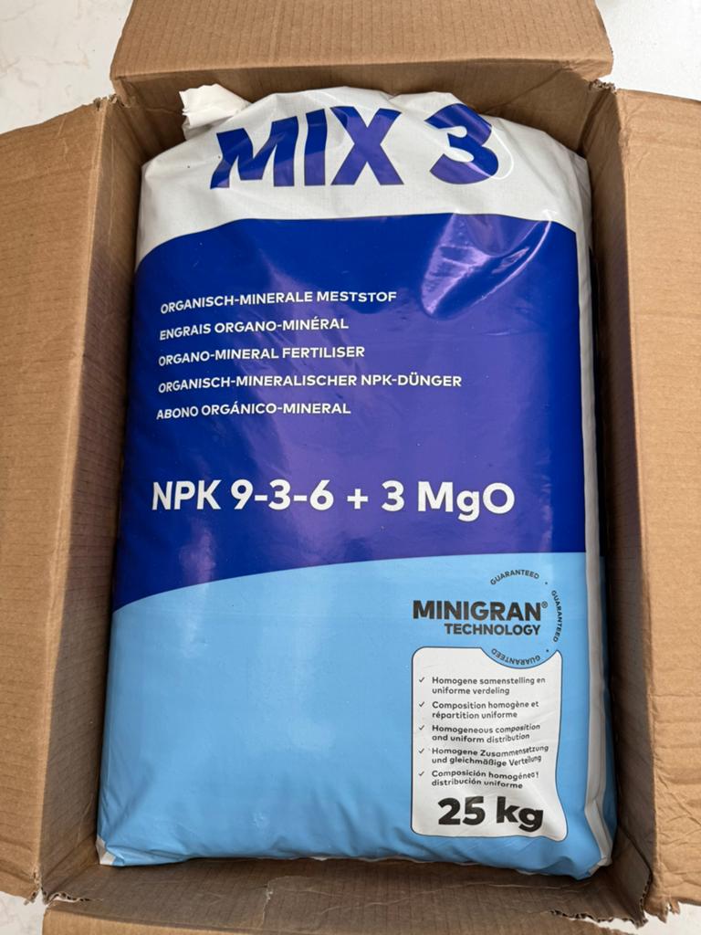 Organisch-minerale meststof NPK 9-3-6 + 3 MgO, 25 kg, Ophalen of Verzenden, Kunstmest