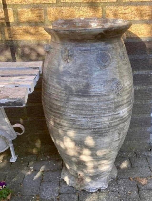 Grote antieke decoratieve bloempot voor tuin of terras, Tuin en Terras, Bloempotten, Ophalen, Gebruikt, 40 cm of meer, Rond