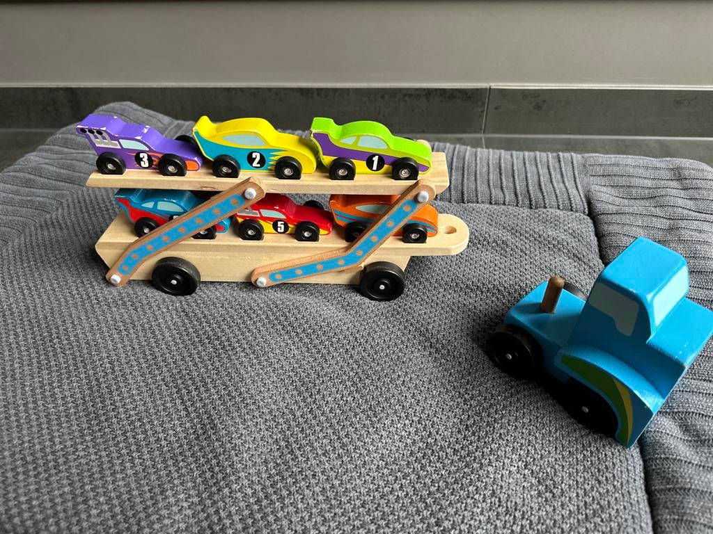 Houten speelgoed auto's met autotransporter, Kinderen en Baby's, Speelgoed | Houten speelgoed, Ophalen, Gebruikt, Duw- of Trekspeelgoed