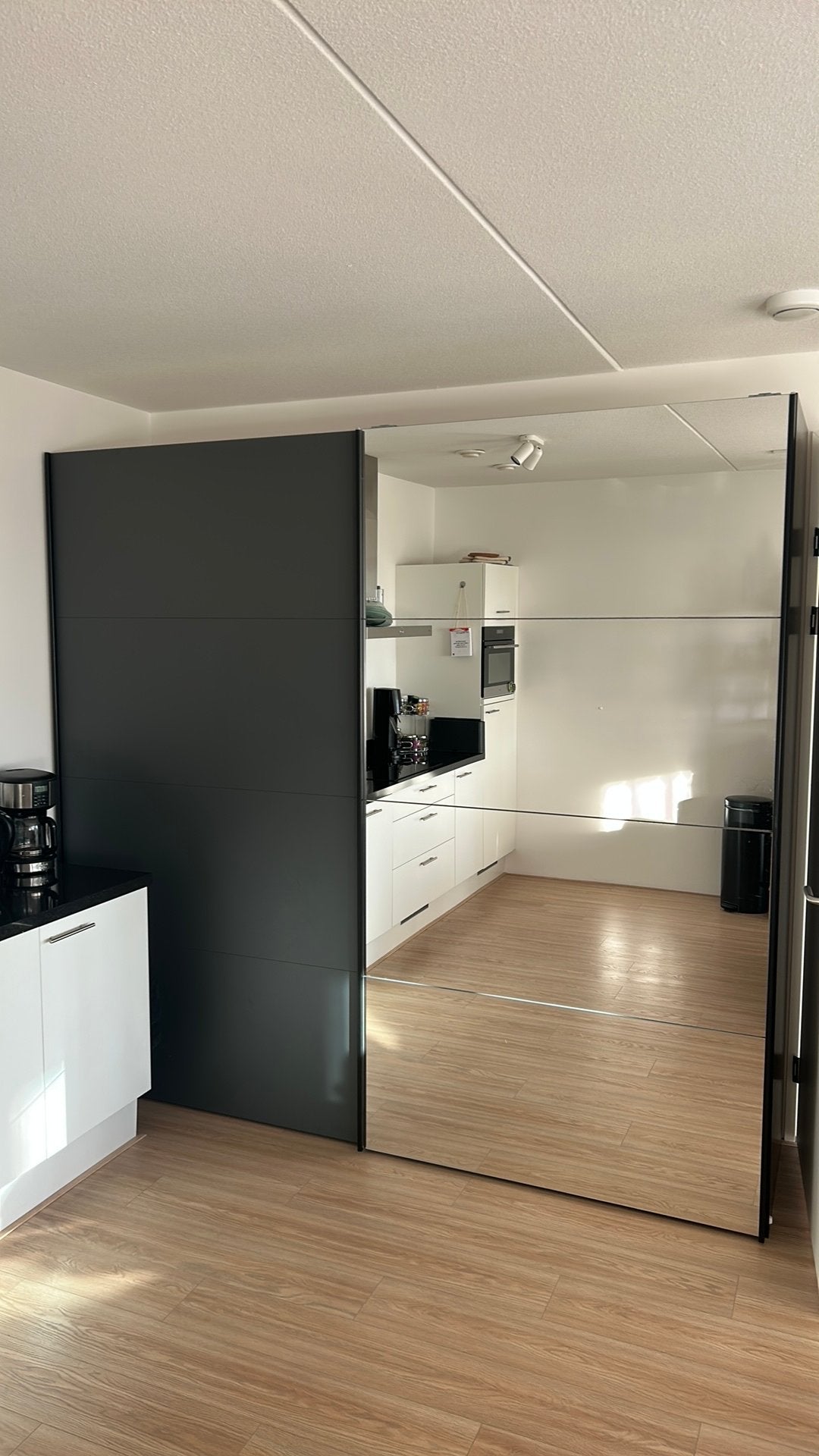 Kast met spiegeldeuren en hangruimte, Huis en Inrichting, Ophalen, Gebruikt, 200 cm of meer, 200 cm of meer