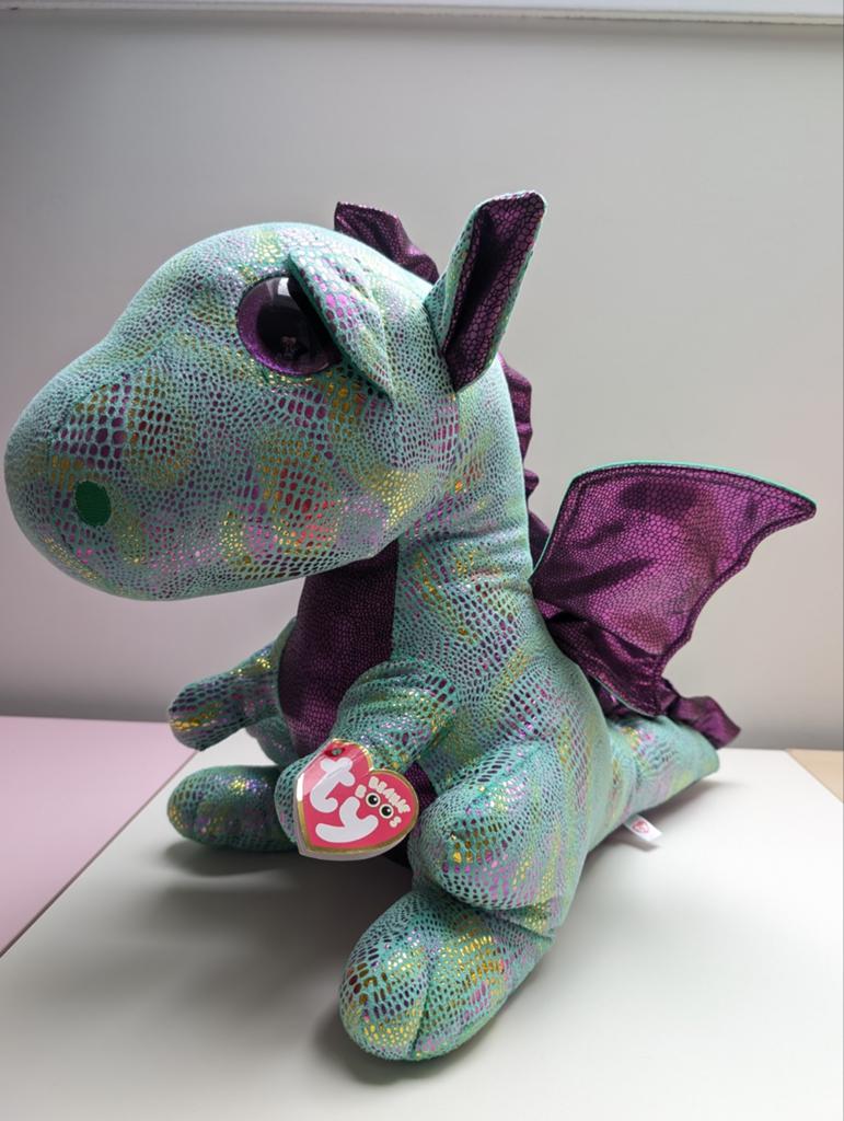 TY Beanie Boo Knuffeldraak Cinder pluche XL 42 cm, Kinderen en Baby's, Speelgoed | Knuffels en Pluche, Paars, Overige typen, Ophalen of Verzenden