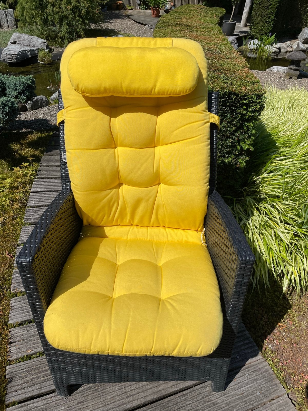 Tuinstoelkussens geel - 4 stuks, Ophalen, Zo goed als nieuw, Textileen