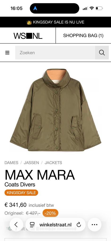 Max Mara Weekend Reversible Jas - Maat 42, Ophalen of Verzenden, Zo goed als nieuw, Maat 42/44 (L), Groen