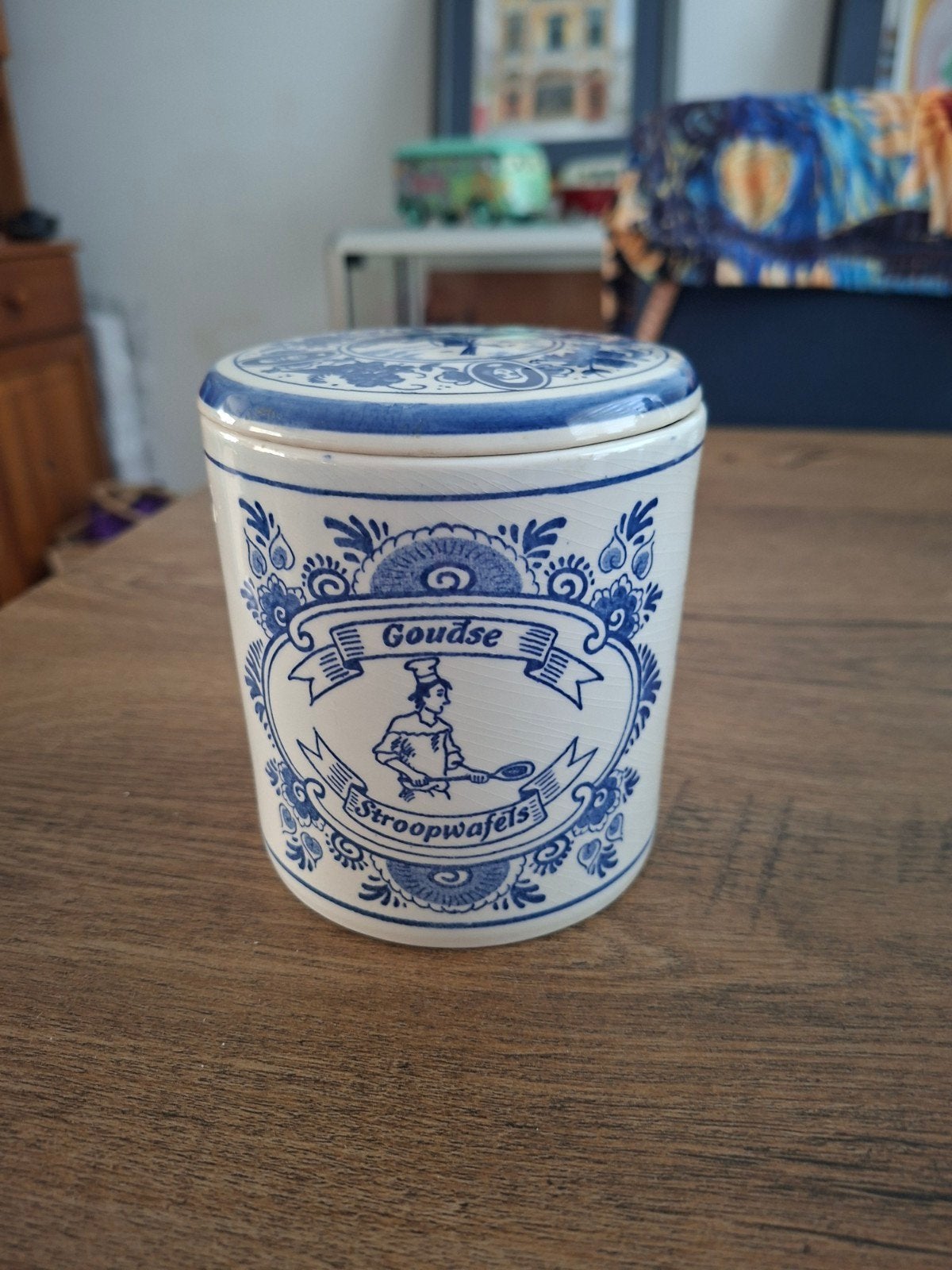 Originele Delfts Blauwe voorraadpot met deksel, Antiek en Kunst, Ophalen