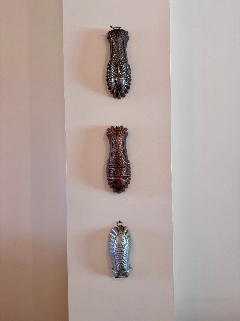 Vintage en antieke visbakvormen voor aan de muur, Ophalen of Verzenden