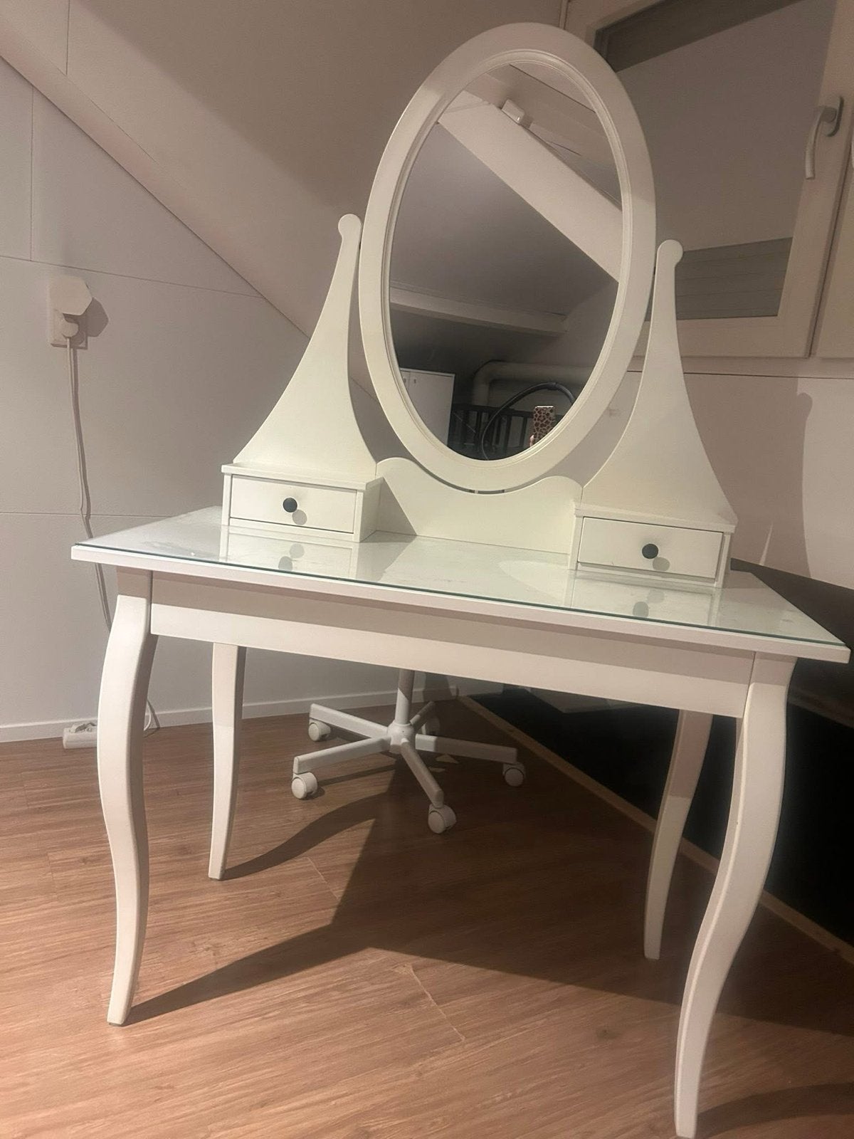 Make-up tafel met spiegel en lades - beschadigd, Huis en Inrichting, Ophalen of Verzenden, Gebruikt, Hout