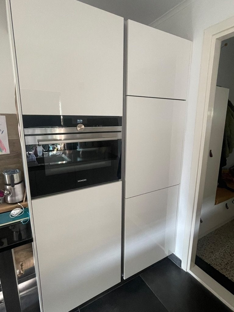 Nette hoogglans dubbelwandige keuken+Siemens GEDEMONTEERD, Wit, Dubbelwandige keuken, Ophalen of Verzenden, Zo goed als nieuw