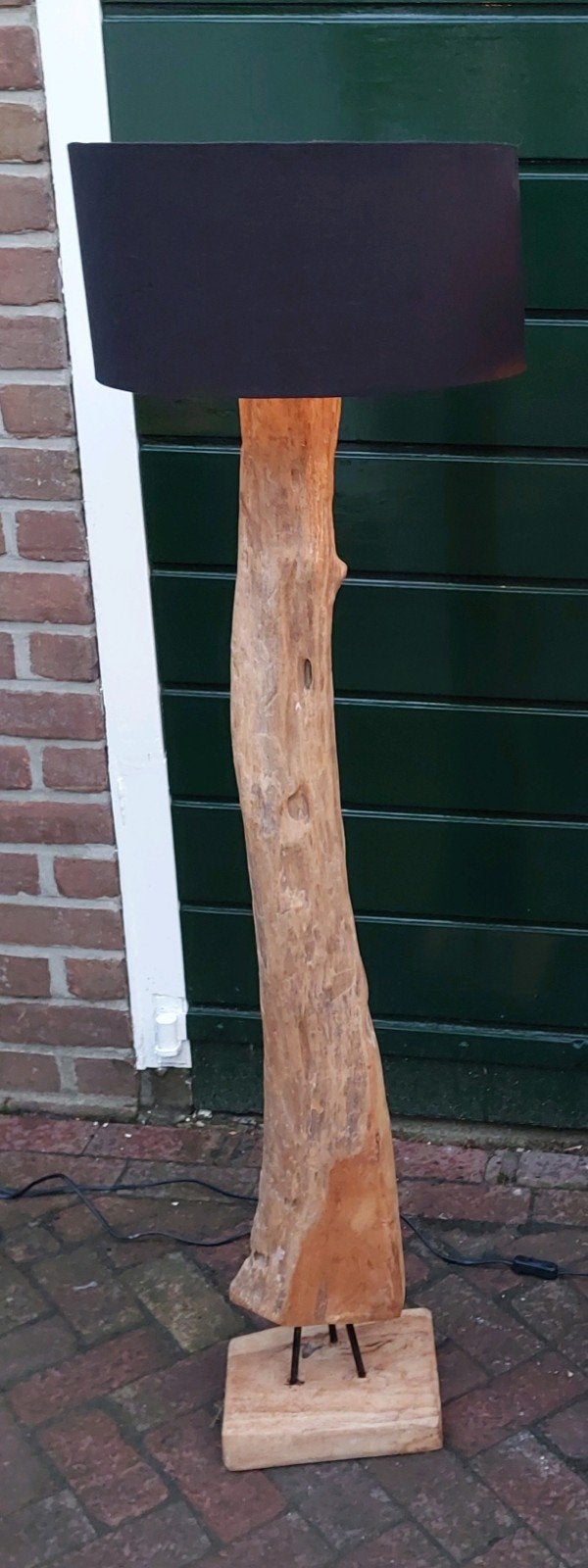 Teakhout/Wortel Houten/Drijfhout Handgemaakte Staande Lamp, Huis en Inrichting, Lampen | Vloerlampen, Ophalen, Hout, E27 (groot)