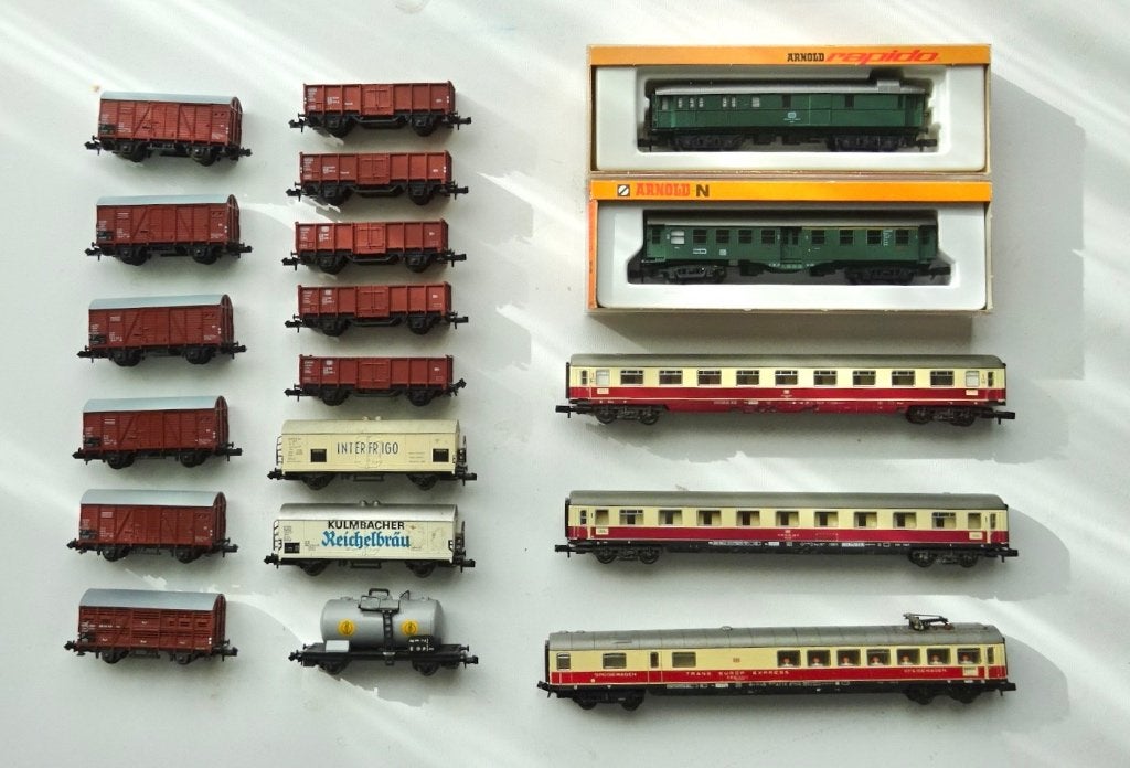 19 N-spoor wagons correcte staat, Gebruikt, Gelijkstroom, Fleischmann, Wagon