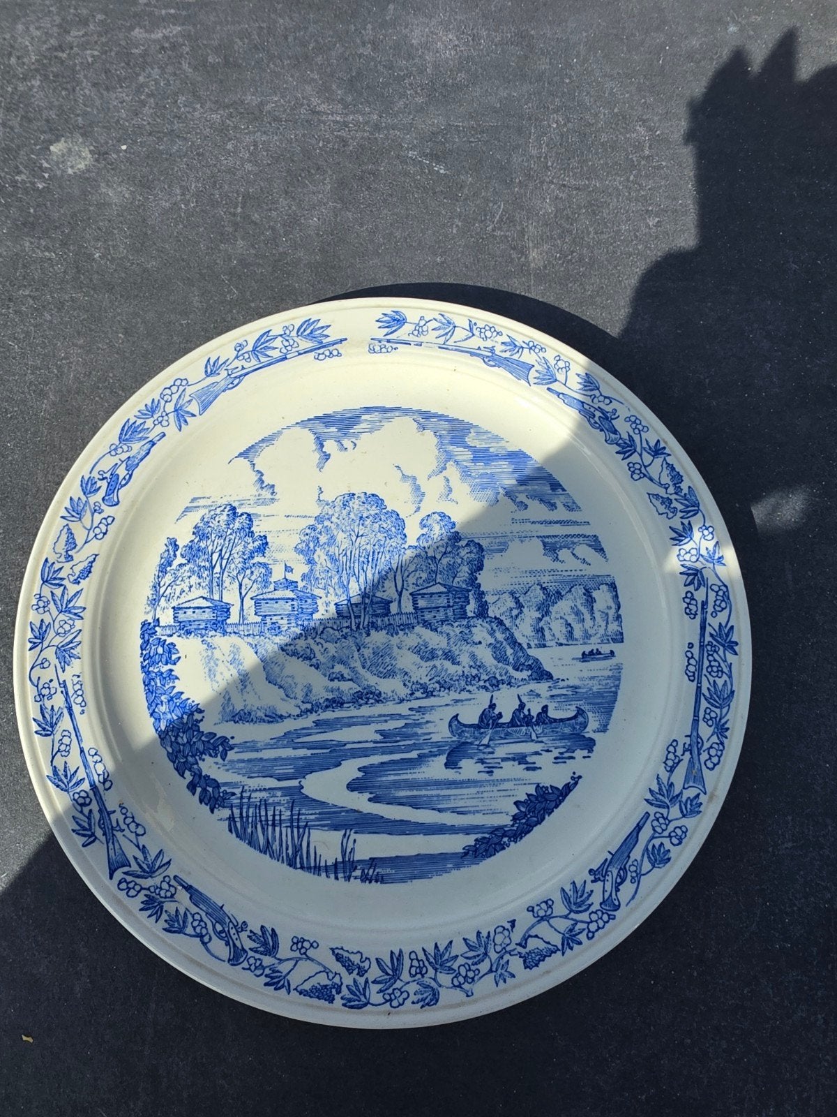 Vintage Fort Defiance bord 26 cm - Blauw-wit decor, Ophalen of Verzenden