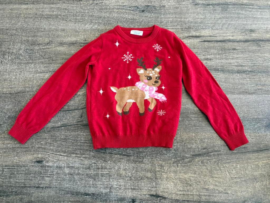 Kersttrui meisje 122 met rendier, Ophalen of Verzenden, Zo goed als nieuw, Meisje, Trui of Vest