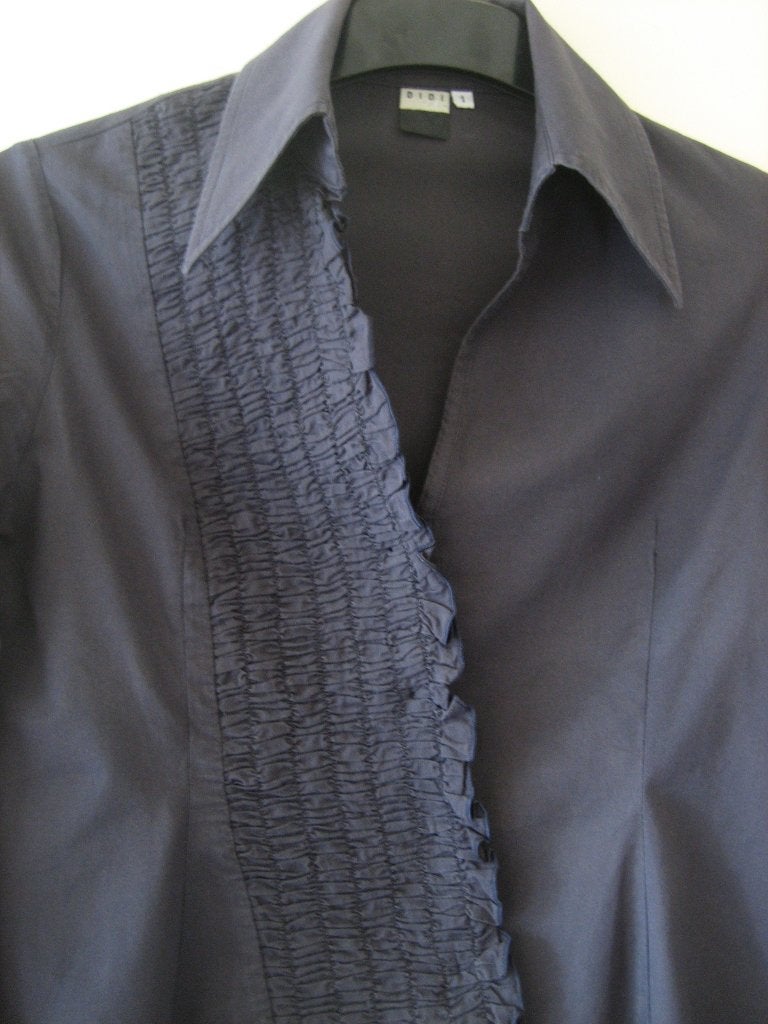 Antracietkleurige blouse met roezelrand DIDI 36-38 snazzeys, Kleding | Dames, Maat 38/40 (M), Didi, Ophalen of Verzenden, Zo goed als nieuw