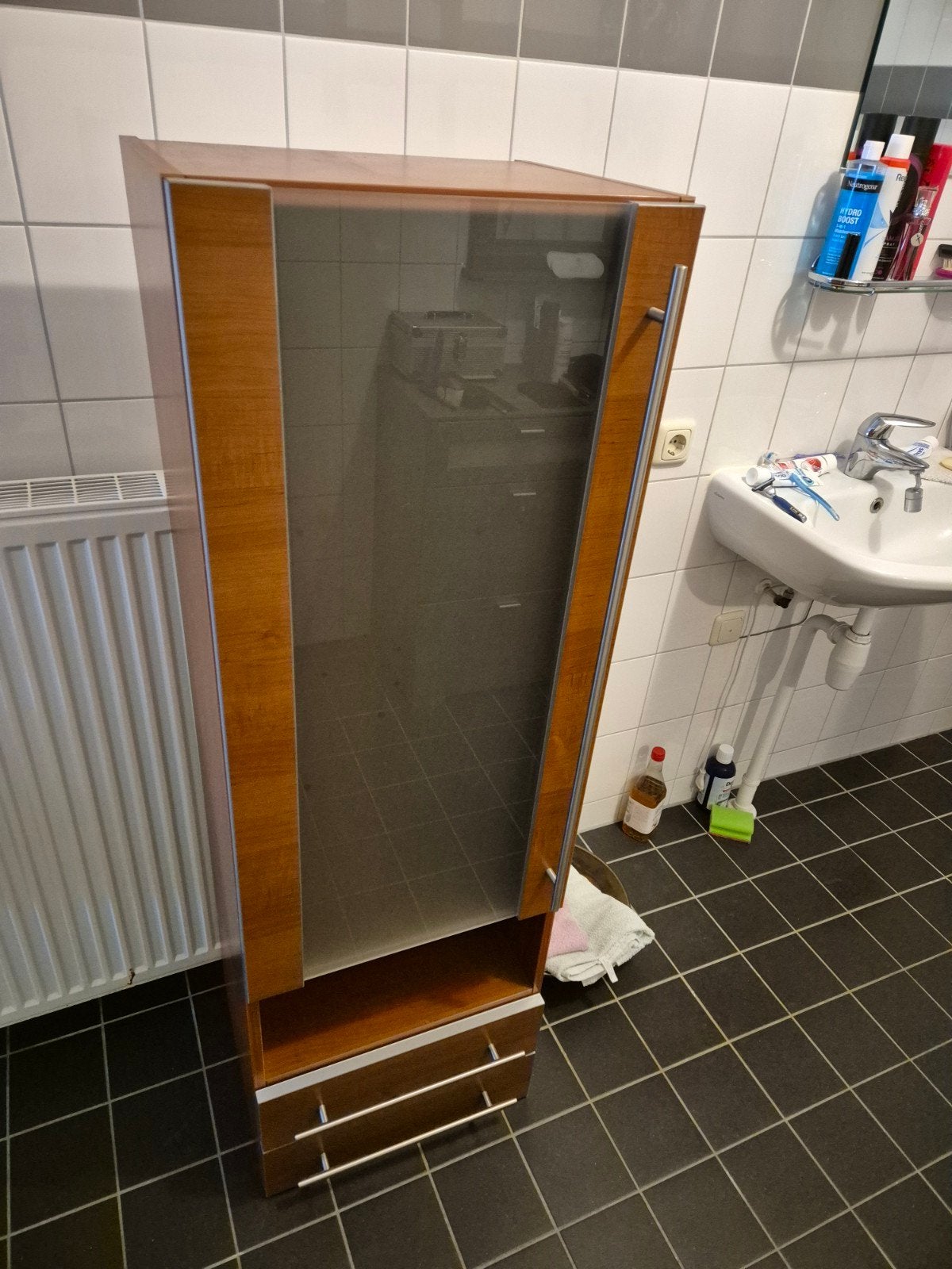 Kastje met glasplaat en lades, Ophalen of Verzenden, Gebruikt