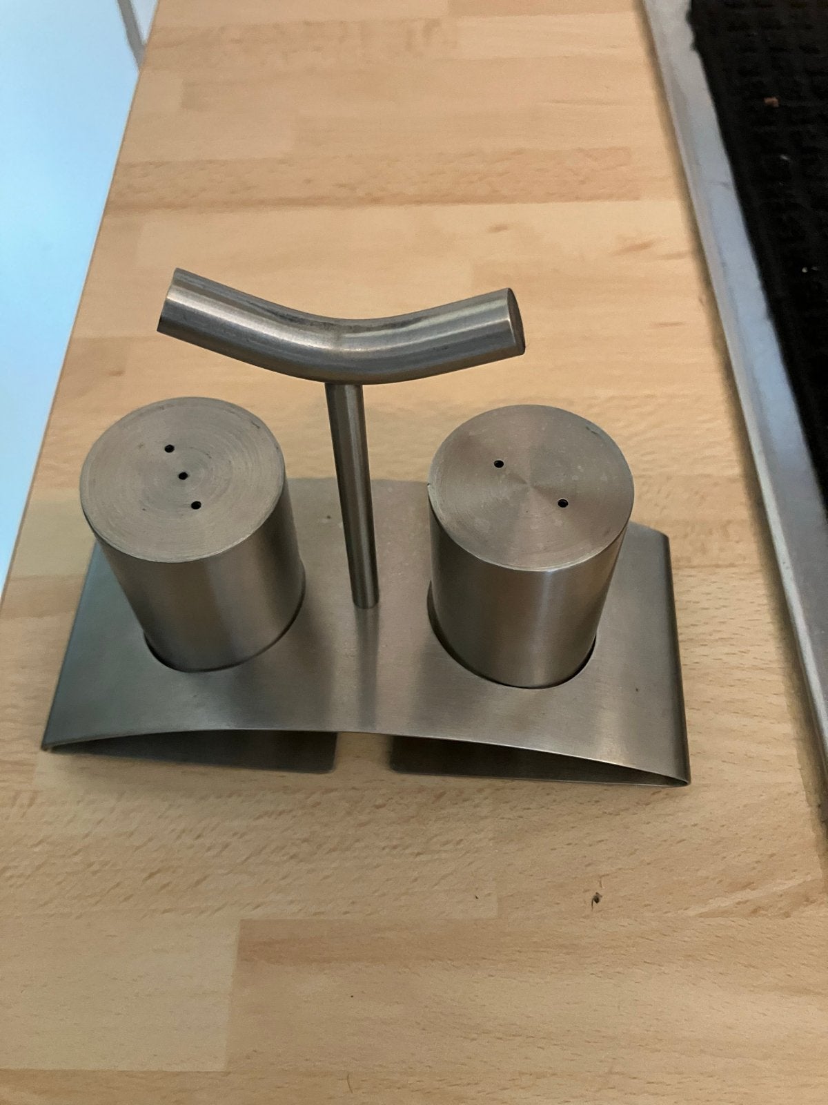 RVS Zout- en Peperstel met Houder, Zilver, Ophalen of Verzenden, Metaal, Overige typen