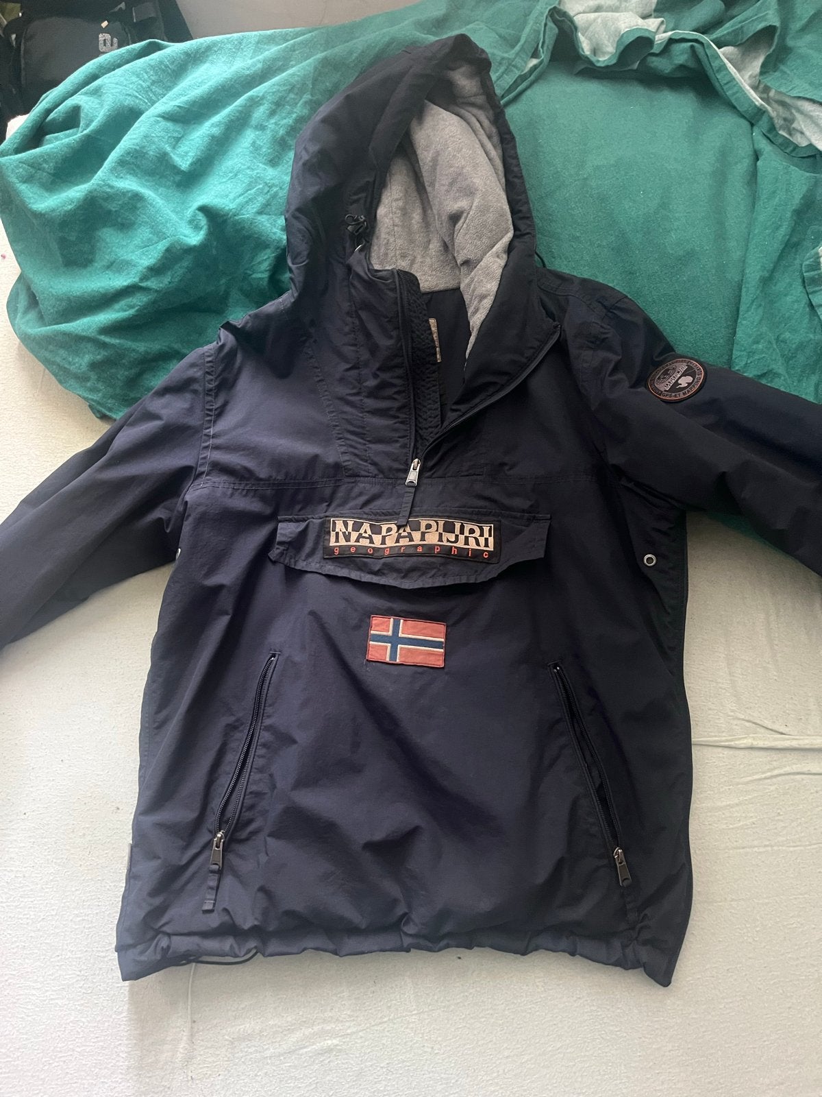 Napapijri Anorak Maat L - Donkerblauw, Ophalen of Verzenden, Gedragen, Maat 52/54 (L), Blauw
