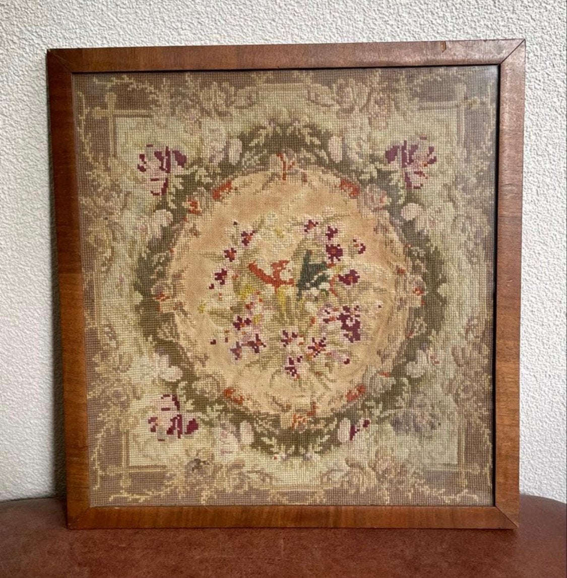 Antieke merklap in lijst, Antiek en Kunst, Ophalen of Verzenden