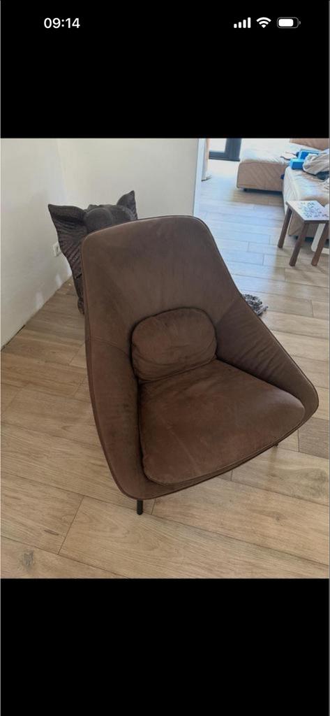 Leolux fauteuil, z.g.a.n. wegens verhuizing, Huis en Inrichting, Ophalen of Verzenden, Zo goed als nieuw, Leer, 75 tot 100 cm