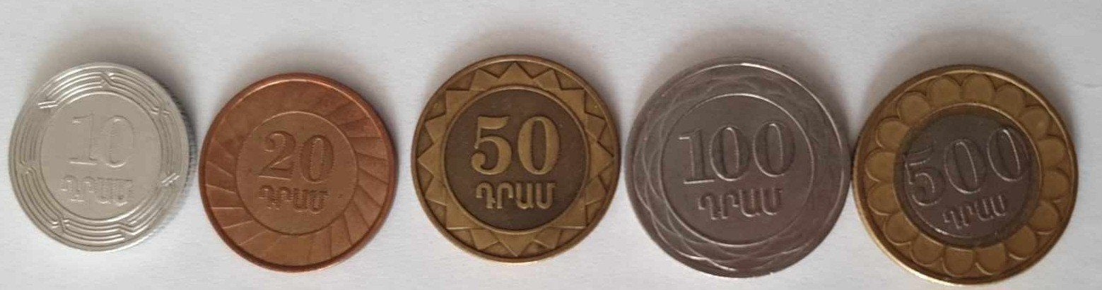 Armenia munten 10, 20, 50, 100, 500 dram., Ophalen of Verzenden