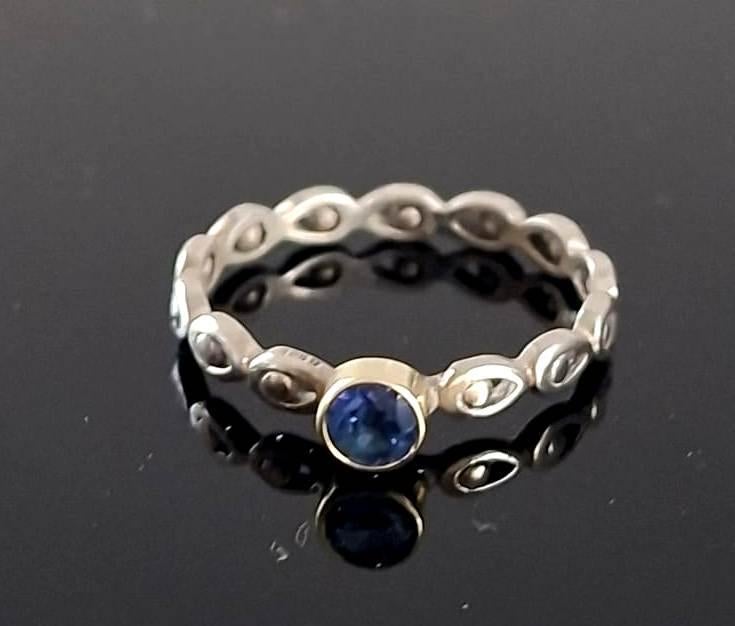Prachtige 14-Kt goud & Sterling Zilver Saffier Ring, Sieraden, Tassen en Uiterlijk, Ringen, Ophalen of Verzenden, Zo goed als nieuw