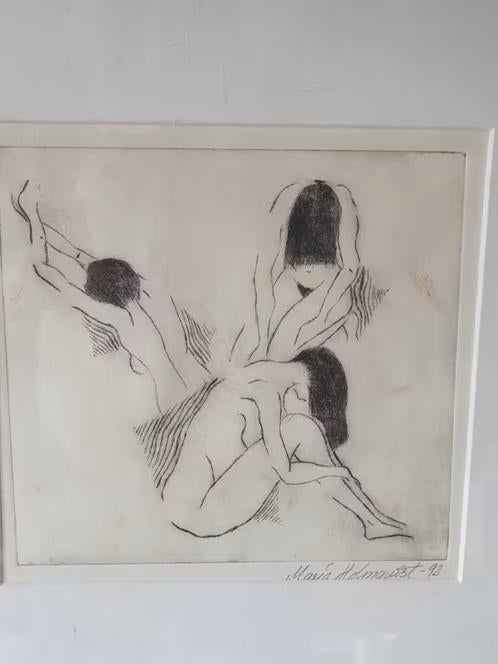 Ets 3 naakte vrouwen Maria Holmquist 1992, Antiek en Kunst, Kunst | Etsen en Gravures, Ophalen