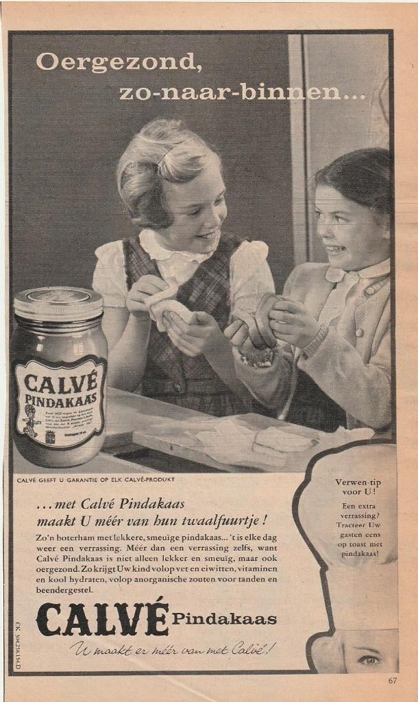Retro reclame 1960 Calvé pindakaas pot met Arretje Nof, Verzenden, Overige typen
