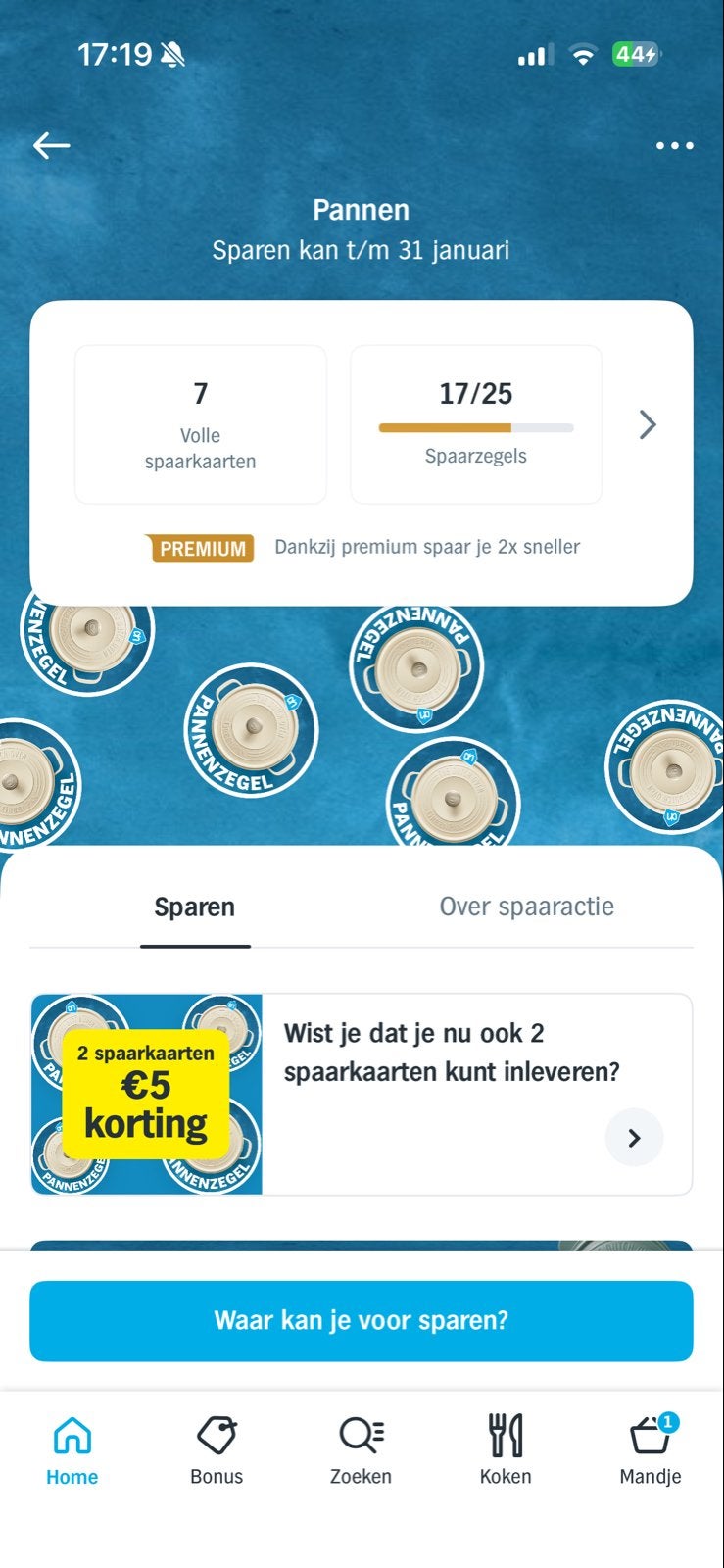7 volle spaarkaarten voor pannenactie - zie tekst, Ophalen of Verzenden, Winkel, Super of Benzinepomp, Volle spaarkaart