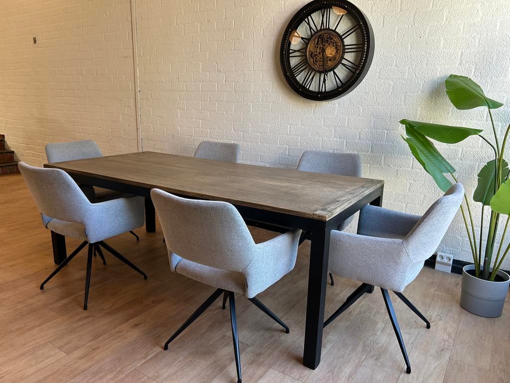 Mooie Grote Industriële Eettafel 220x100x78 cm, 100 tot 150 cm, Luxe, 200 cm of meer, Ophalen of Verzenden