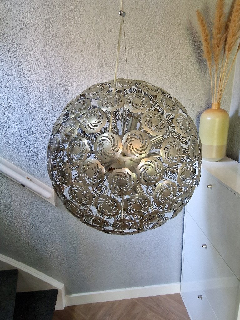 Hanglamp - grote bol, Huis en Inrichting, Ophalen, Gebruikt, Metaal, Minder dan 50 cm