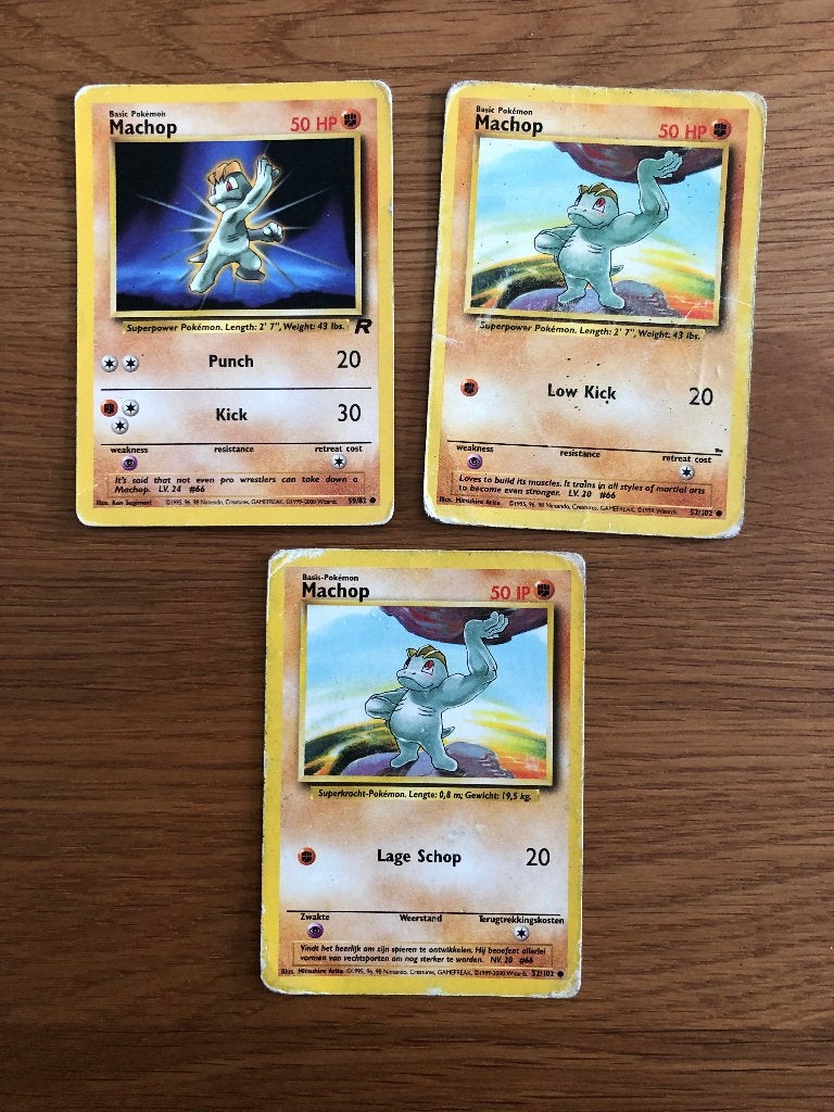 3x Pokemonkaart Machop, Ophalen of Verzenden, Gebruikt, Losse kaart