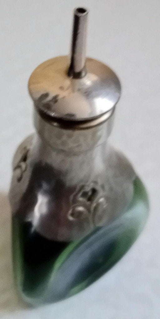 Art-Deco groen glazen elixerflesje/karafje gemerkt met Gero, Ophalen of Verzenden