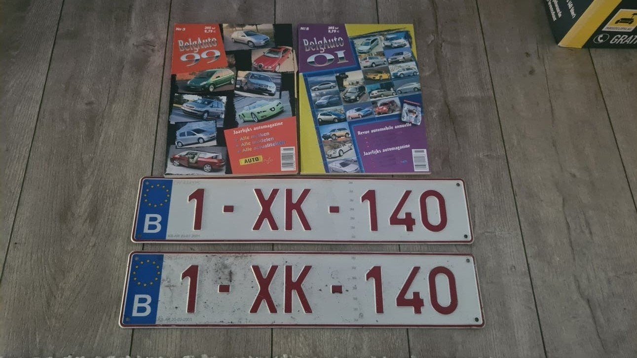 Oude Kenteken platen Jaguar 1 XK 140 (België), Ophalen of Verzenden, Zo goed als nieuw, Auto's