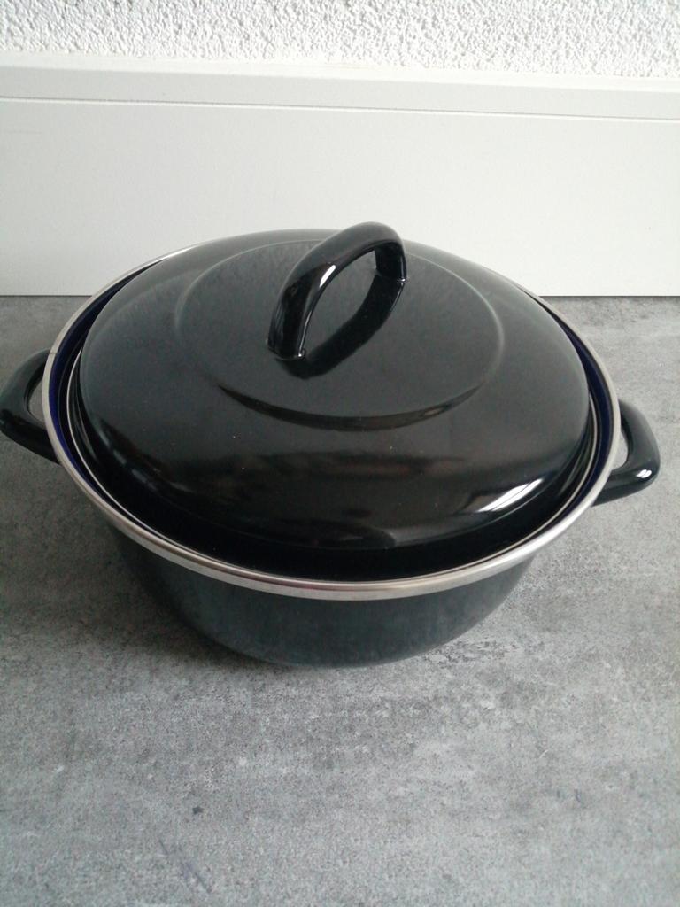 BK Juspan Braadpan - Zwart/Blauw Emaille, Overige materialen, Ophalen of Verzenden, Zo goed als nieuw, Keramische plaat