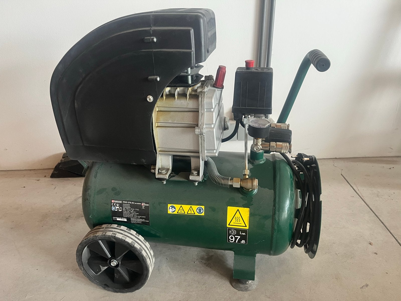 Parkside PKO 270 A3 Compressor - Zo goed als nieuw, Doe-het-zelf en Verbouw, Ophalen, 10 bar of meer, Zo goed als nieuw, 25 tot 100 liter