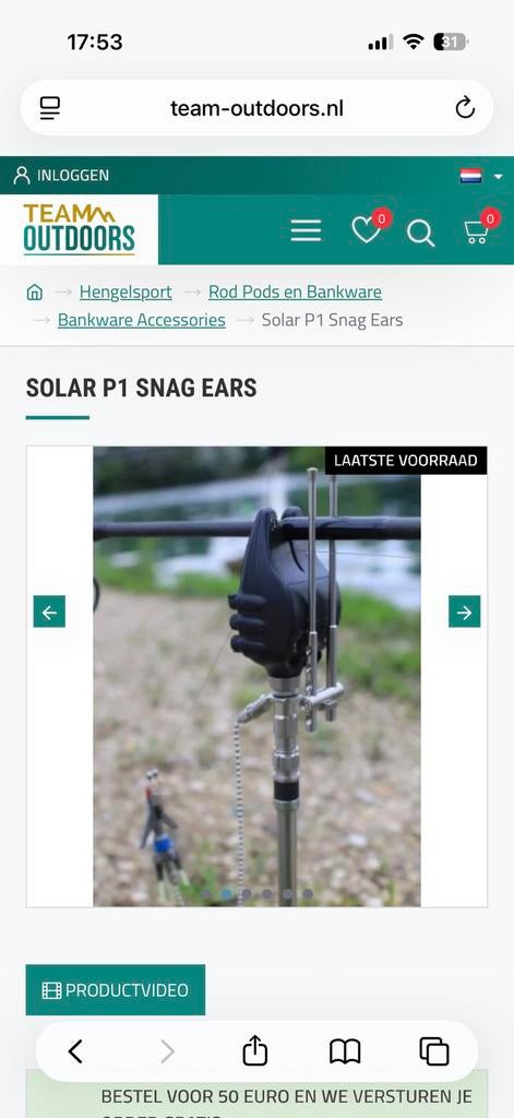 Te koop 3 x solar p1 adjustable snag ears rvs, Watersport en Boten, Hengelsport | Karpervissen, Ophalen of Verzenden, Zo goed als nieuw