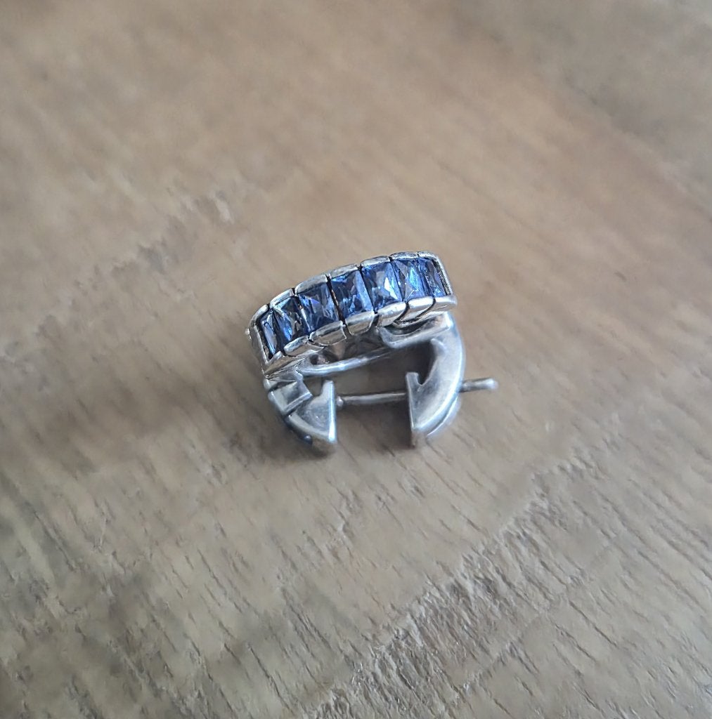 Oorbellen/Creolen/ sterling zilver 925 /saffier, Ophalen of Verzenden, Zo goed als nieuw, Met edelsteen, Zilver