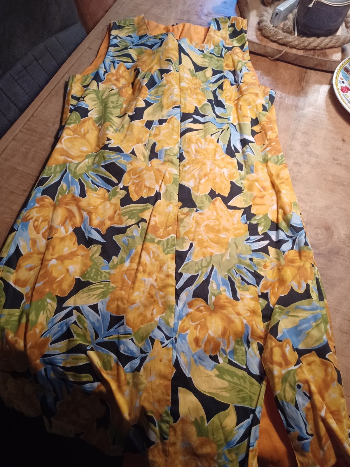Omkeerbare jurk: bloemenprint & effen oranje (S-L), Ophalen of Verzenden