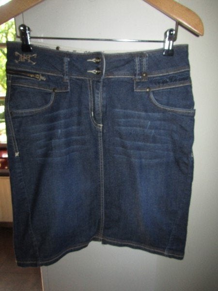 F1691 L’ARGENTINA mt 36 spijkerrok denim, Kleding | Dames, L'Argentina, Zo goed als nieuw, Knielengte, Maat 36 (S)